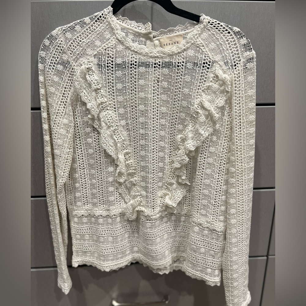 Sezane cotton lace top